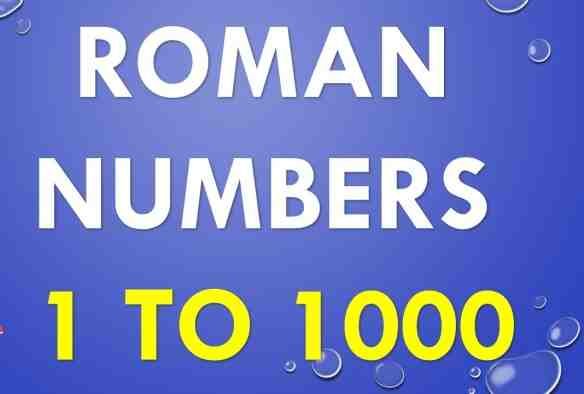 List of Roman Numerals from